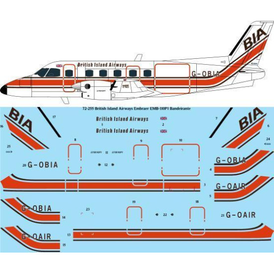 26Decals 72-255 1/72 BIA British Island Airways Embraer EMB-110 Bandeirante - for A-Model kit