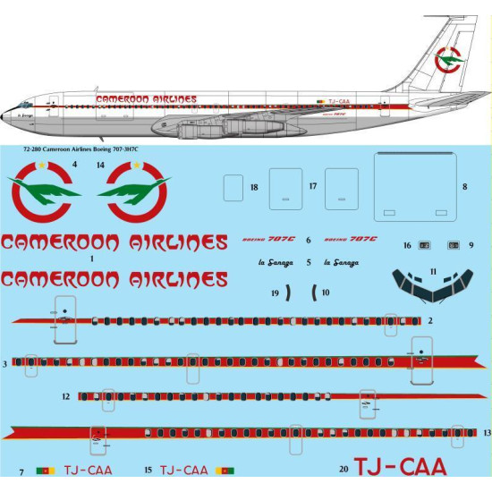 26Decals 72-280 1/72 Cameroon Airlines Boeing 707-3H7C laser decal