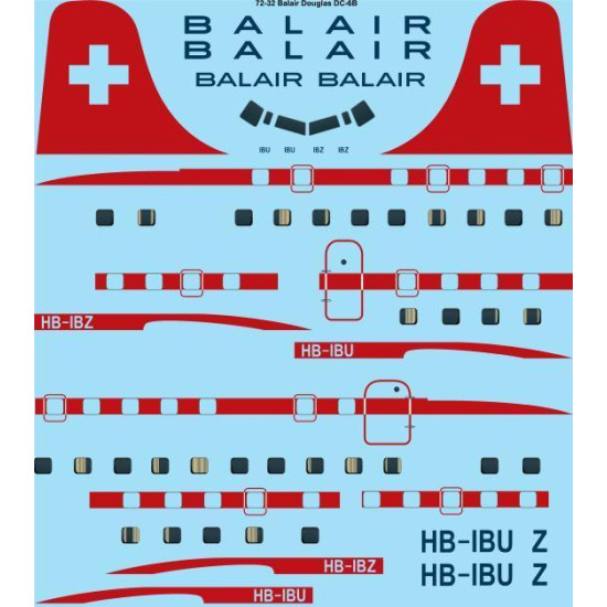 26Decals 72-32 1/72 Balair Douglas DC-6B laser decal 1/72