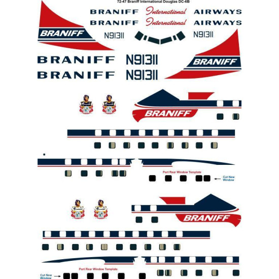 26Decals 72-47 1/72 Braniff International Douglas DC-6B Laser decal