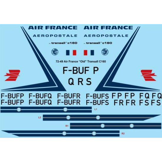 26Decals 72-49 1/72 Air France delivery C-160 Transall laser decal
