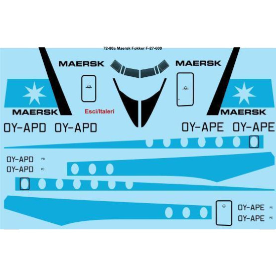 26Decals 72-80a 1/72 Maersk Fokker F-27-600 laser decal - for Esci / Italeri kit