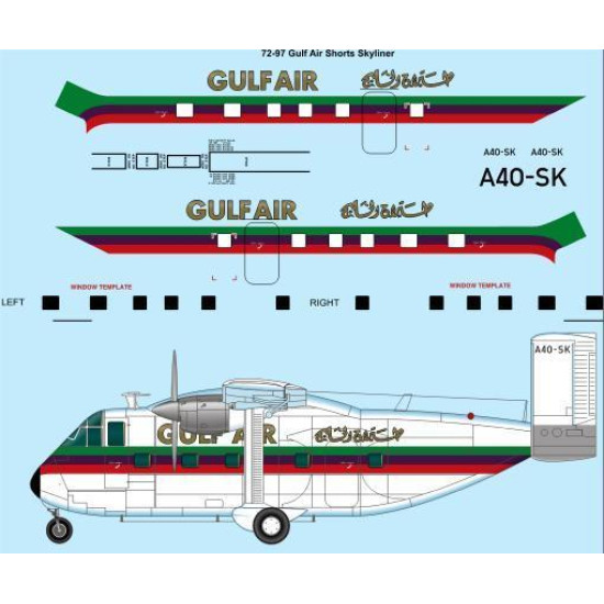 26Decals 72-97 1/72 Gulf Air Shorts Skyvan Skyliner laser decal