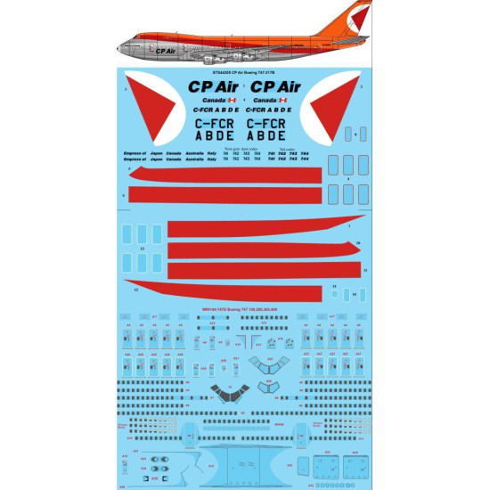 26Decals STS44205 1/144 CP Air 747-217B Screen printed decal 26Decals STS44205 1/144 CP Air 747-217B Screen printed decal