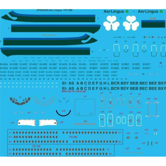 26Decals STS44233 1/144 Aer Lingus 737-200 screen printed decal