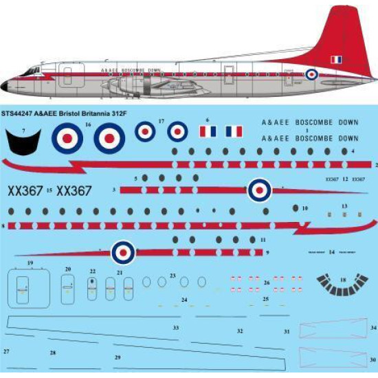 26Decals STS44247 1/144 A&AEE Bristol Britannia 312F Screen printed decal