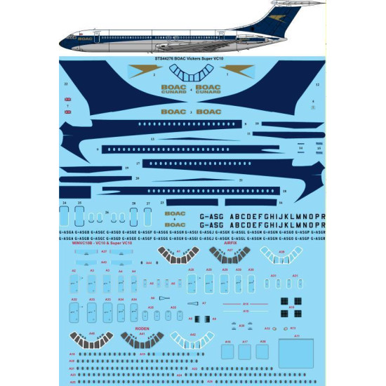 26Decals STS44276 1/144 BOAC Vickers Super VC10 screen printed decal - for Roden kit