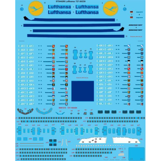 26Decals STS44289 1/144 Lufthansa Boeing 727-30/230 screen printed decal