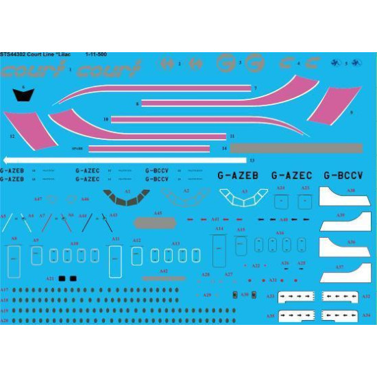 26Decals STS44303 1/144 Court Line Lilac 1-11-500 screen printed decal 26Decals STS44303 1/144 Court Line Lilac 1-11-500 screen printed decal