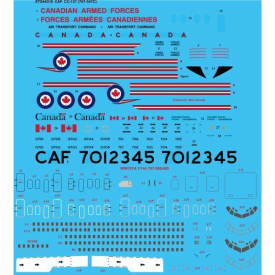 26Decals STS44318 1/144 Canadian Armed Forces Boeing CC-137 (707-347C) Screen printed decal