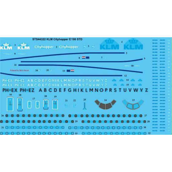 26Decals STS44322 1/144 KLM Cityhopper E 190-STD Screen printed decal