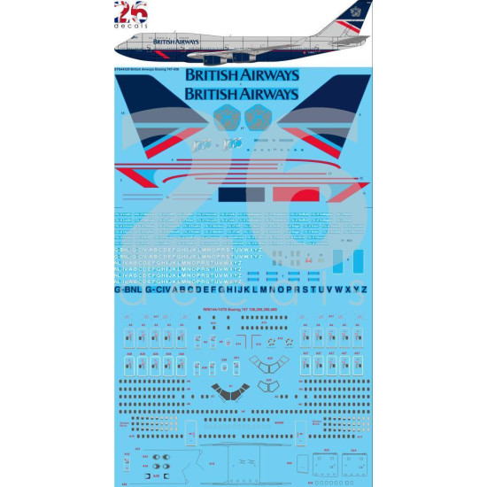 26Decals STS44329 1/144 British Airways 747-436 Screen printed decal