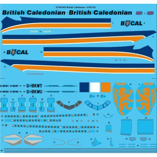 26Decals STS44365 1/144 British Caledonian A310-203 screen printed decal 1/144 scale