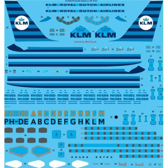 26Decals STS44379 1/144 KLM Delivery DC-8-63 Screen Printed Decal 26Decals STS44379 1/144 KLM Delivery DC-8-63 Screen Printed Decal