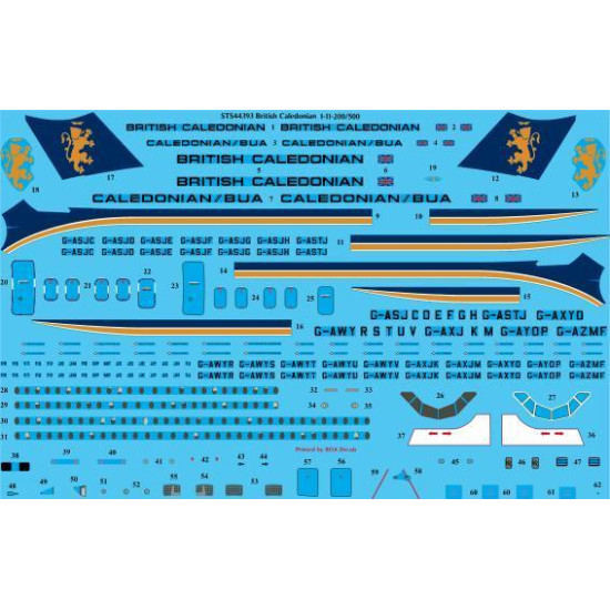 26Decals STS44393 1/144 British Caledonian / Caledonian BUA 1-11-200,500 screen printed decal 26Decals STS44393 1/144 British Caledonian / Caledonian BUA 1-11-200,500 screen printed decal