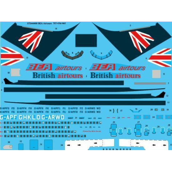 26Decals STS44400 1/144 BEA Airtours/British Airtours 707-400 screen printed decal 26Decals STS44400 1/144 BEA Airtours/British Airtours 707-400 screen printed decal