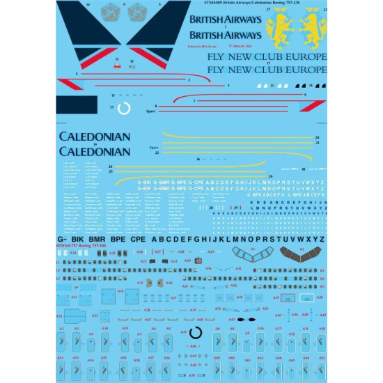 26Decals STS44409 1/144 British Airways - Caledonian 757-236 screen printed decal - for Zvezda kit