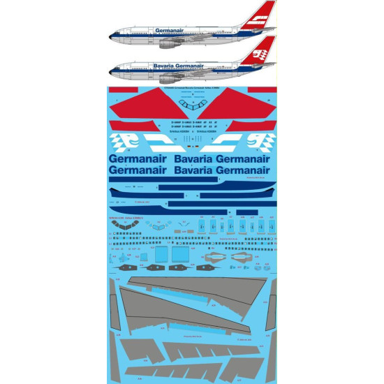 26Decals STS44418 1/144 Germanair / Bavaria Germanair Airbus A300B4 Screen printed decal 26Decals STS44418 1/144 Germanair / Bavaria Germanair Airbus A300B4 Screen printed decal