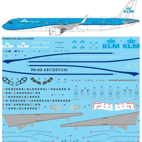 26Decals STS44419 1/144 KLM (2024) Airbus A321-252NX NEO screen printed decal 26Decals STS44419 1/144 KLM (2024) Airbus A321-252NX NEO screen printed decal
