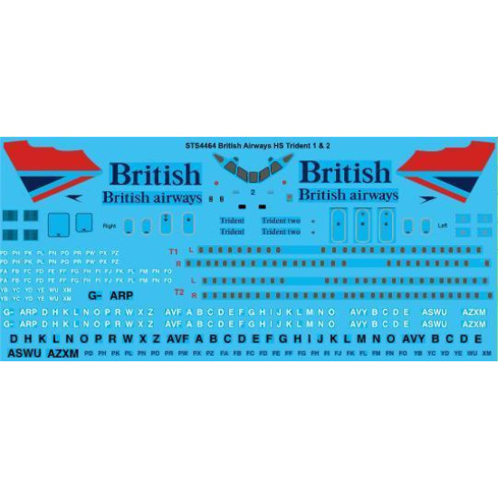 26Decals STS4464 1/144 British Airways Hawker Siddeley Trident 1 &amp 2 screen printed decal - for Airfix kit