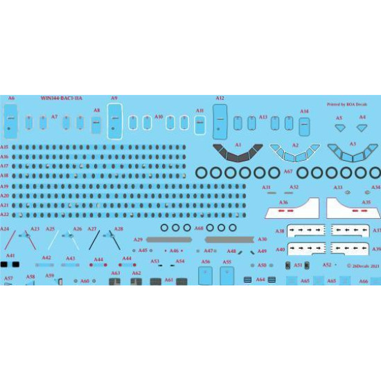 26Decals WIN144-BAC1-11A 1/144 BAC 1-11 detail sheet - Screen printed