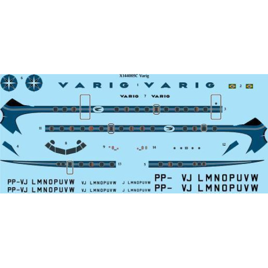 26Decals X144005C 1/144 Varig Laser Decal for X-Scale Models kit - X144005