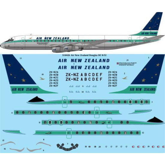 26Decals X14426 1/144 Air New Zealand Later Douglas DC-8-52 laser decal for X-Scale kit 26Decals X14426 1/144 Air New Zealand Later Douglas DC-8-52 laser decal for X-Scale kit