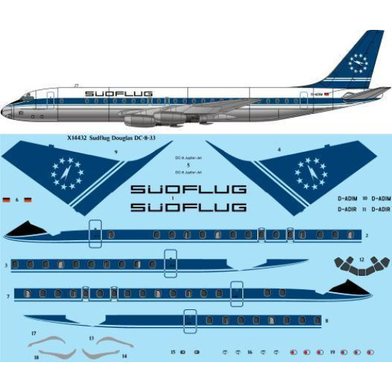 26Decals X14432 1/144 Sudflug Douglas DC-8-33 laser decal - for X-Scale kit 26Decals X14432 1/144 Sudflug Douglas DC-8-33 laser decal - for X-Scale kit