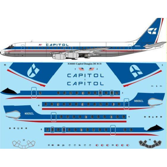 26Decals X14441 1/144 Capitol International Douglas DC-8-31 laser decal - for X-Scale kit 26Decals X14441 1/144 Capitol International Douglas DC-8-31 laser decal - for X-Scale kit