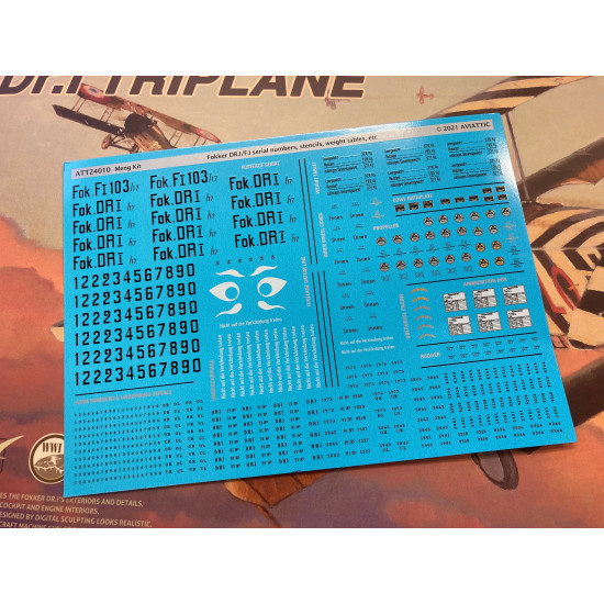 Aviattic ATT24010 1/24 Meng Fokker F.I/DR.I serial numbers stencils weight table