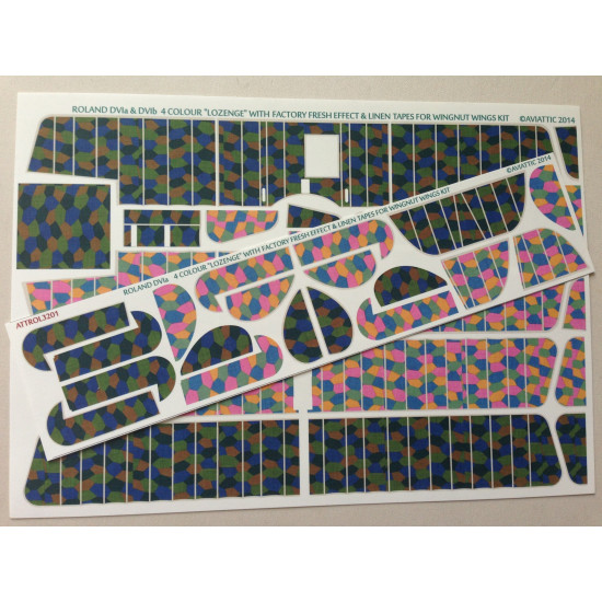 Aviattic ATT32117 1/32 Roland DVIa 4 colour lozenge with factory fresh effect and linen tapes for Wingnut Wings kit Aviattic ATT32117 1/32 Roland DVIa 4 colour lozenge with factory fresh effect and linen tapes for Wingnut Wings kit