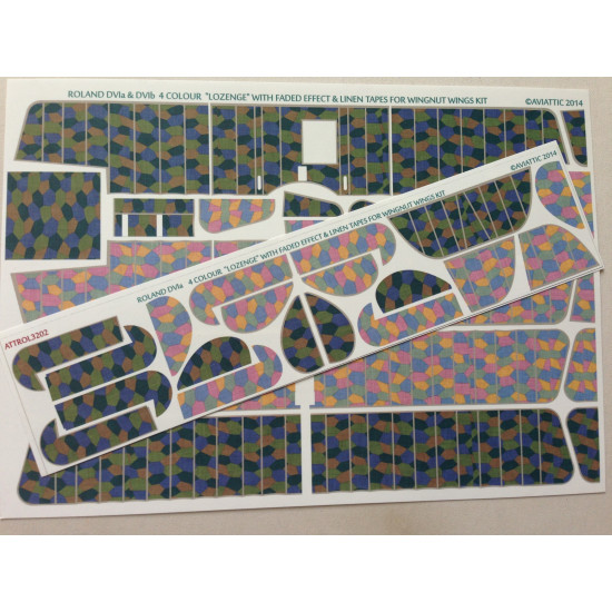 Aviattic ATT32118 1/32 Roland DVIa 4 colour lozenge with faded effect and linen tapes for Wingnut Wings kit Aviattic ATT32118 1/32 Roland DVIa 4 colour lozenge with faded effect and linen tapes for Wingnut Wings kit