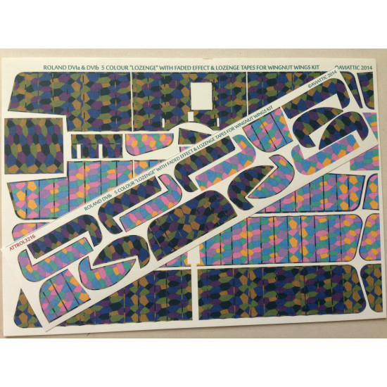 Aviattic ATT32132 1/32 Roland DVIb 5 colour lozenge with faded effect and lozenge tapes for Wingnut Wings kit Aviattic ATT32132 1/32 Roland DVIb 5 colour lozenge with faded effect and lozenge tapes for Wingnut Wings kit