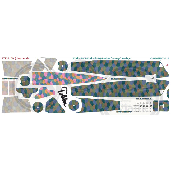 Aviattic ATT32159 1/32 Fokker DVII (Fok built) 4 colour lozenge fuselage decal