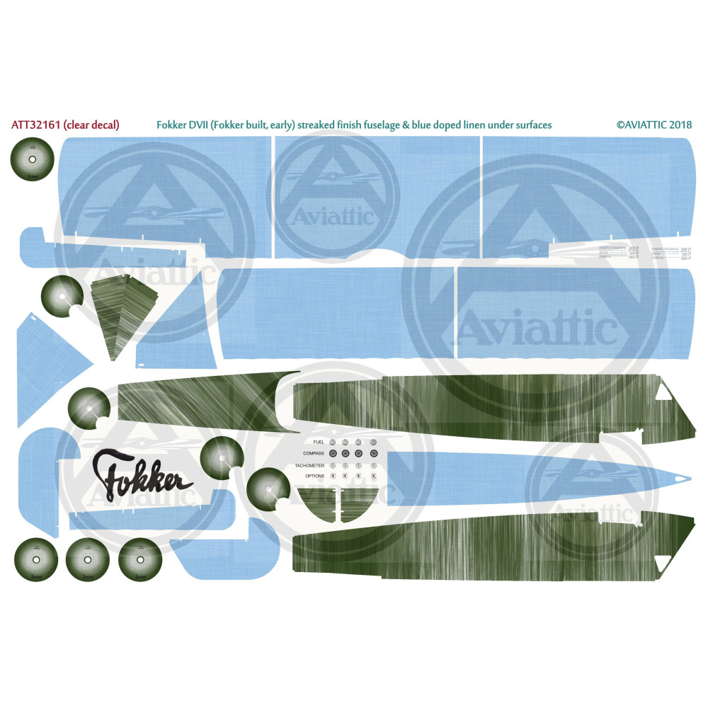 Aviattic 1/32 decals Fokker DVII early - streaked finish & blue doped linen Aviattic 1/32 decals Fokker DVII early - streaked finish & blue doped linen
