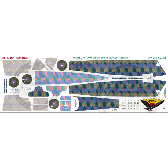 Aviattic ATT32167 1/32 Fokker DVII (OAW built) 5 colour lozenge fuselage decal