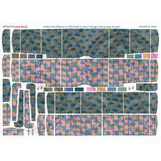 Aviattic ATT32170 1/32 Fokker DVII Albatros OAW 4 colour lozenge with rib tapes Aviattic ATT32170 1/32 Fokker DVII Albatros OAW 4 colour lozenge with rib tapes