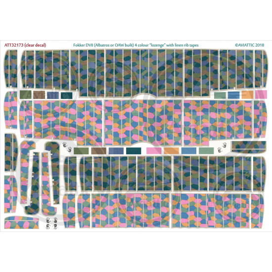 Aviattic ATT32173 1/32 Fokker DVII Albatros OAW 4 color lozenge linen rib tapes