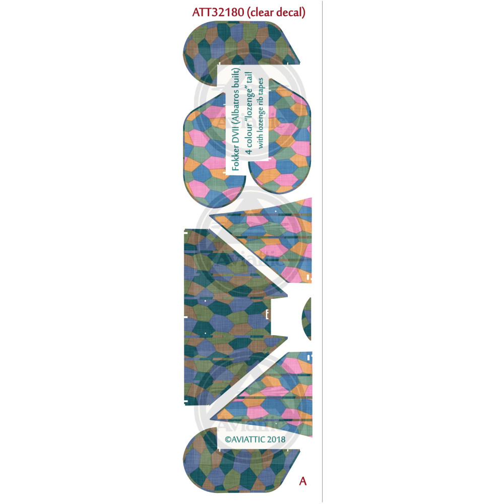 Aviattic ATT32180 1/32 Fokker DVII Albatros 4 color lozenge tail rib ...