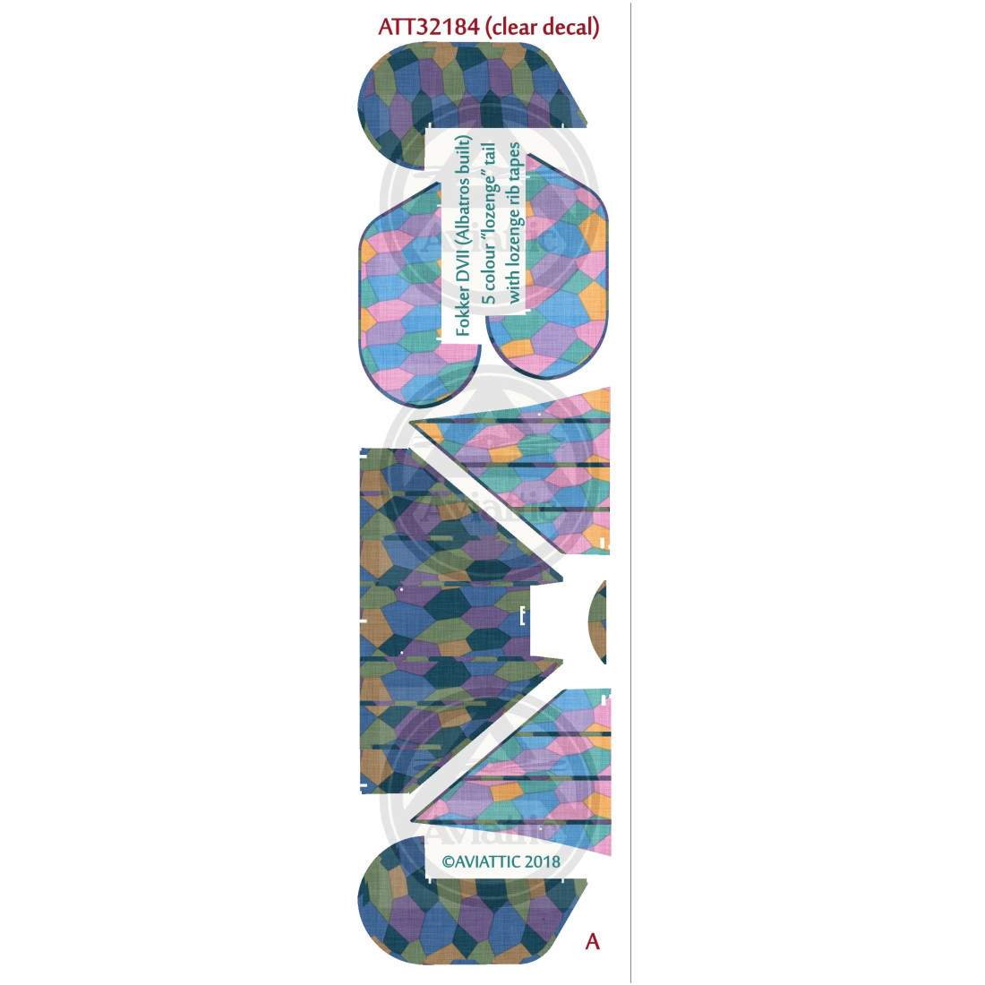 Aviattic ATT32184 1/32 Fokker DVII Albatros 5 color lozenge tail rib ...