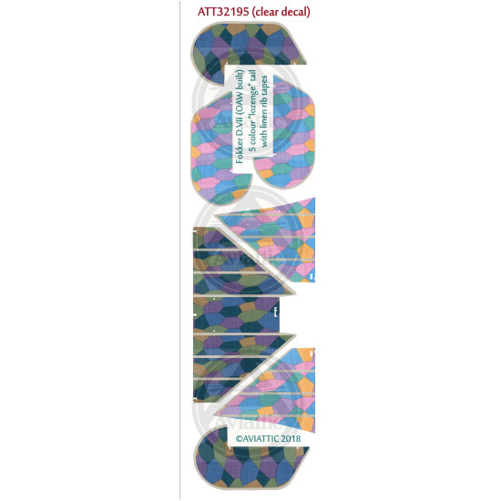 Aviattic ATT32195 1/32 Fokker DVII OAW 5 colour lozenge linen rib tapes decal