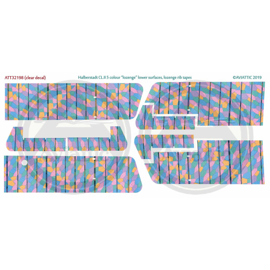 Aviattic ATT32198 1/32 Halberstadt CL.II 5 color lozenge lower surfaces with lozenge rib tapes