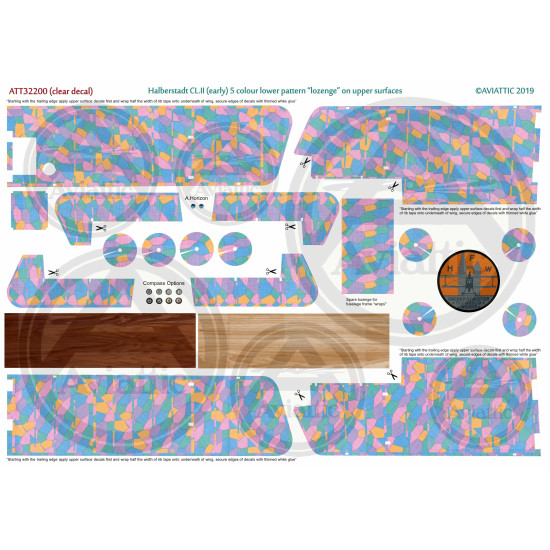 Aviattic ATT32200 1/32 Halberstadt CL.II 5 color lower lozenge on upper surfaces with lozenge rib tapes