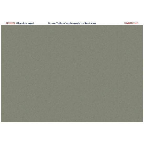 Aviattic ATT32228 1/32 (Clear decal paper) Feldgrau medium grey-green linen/canvas effect Aviattic ATT32228 1/32 (Clear decal paper) Feldgrau medium grey-green linen/canvas effect