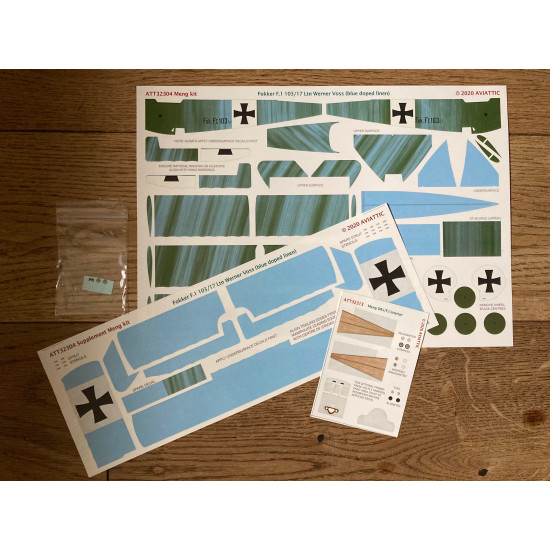 Aviattic ATT32304 1/32 Meng Fokker F.I 103/17 Ltn Werner Voss blue doped linen