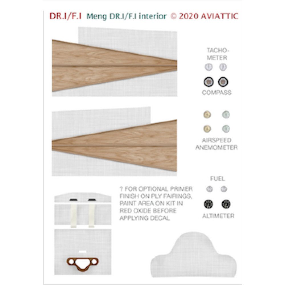 Aviattic ATT32313 1/32 Fokker F.I/DR.I/D.VI interior plywood instrument ...