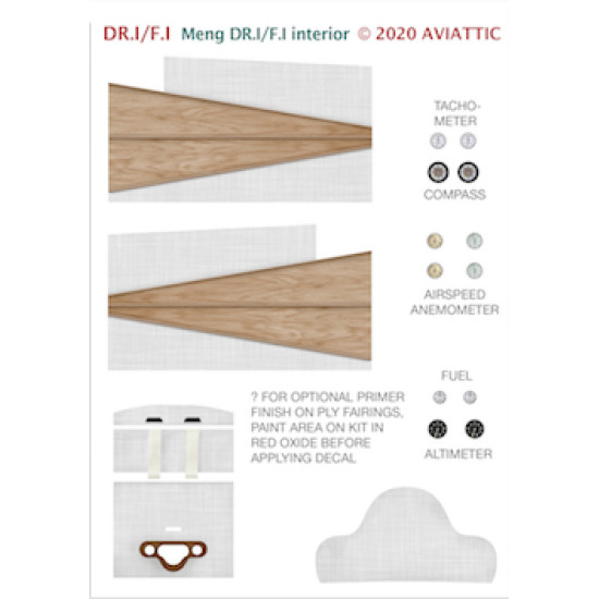 Aviattic ATT32313 1/32 Fokker F.I/DR.I/D.VI interior plywood instrument faces