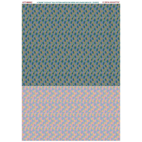 Aviattic ATT48002 1/48 4 colour lozenge full pattern width for upper and lower surfaces (faded)