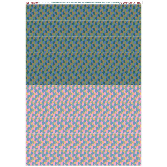Aviattic ATT48010 1/48 (white decal paper for rib tapes) 4 colour lozenge full pattern width for upper and lower surfaces (factory fresh)