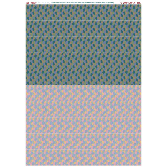 Aviattic ATT48011 1/48 (white decal paper for rib tapes) 4 colour lozenge full pattern width for upper and lower surfaces (faded)